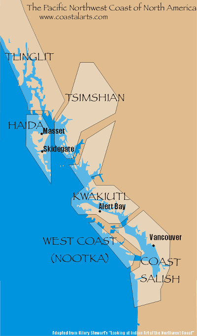 Map of the  First Nations of the Northwest Coast