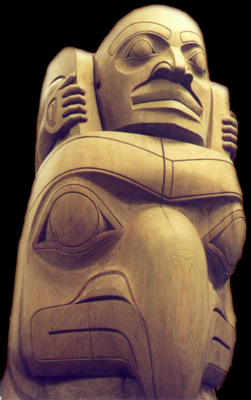 Human - Eagle - Frog Spirit Totem Pole