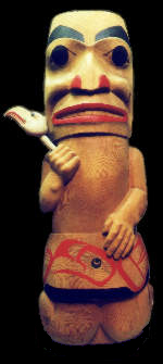 Nisga'a Shaman with Rattle Totem Pole