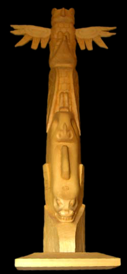 Eagle Raven Killer Whale Miniature Totem Pole